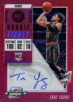 Trae Young 2018 Contenders Optic #124 Rookie Ticket Auto - Red